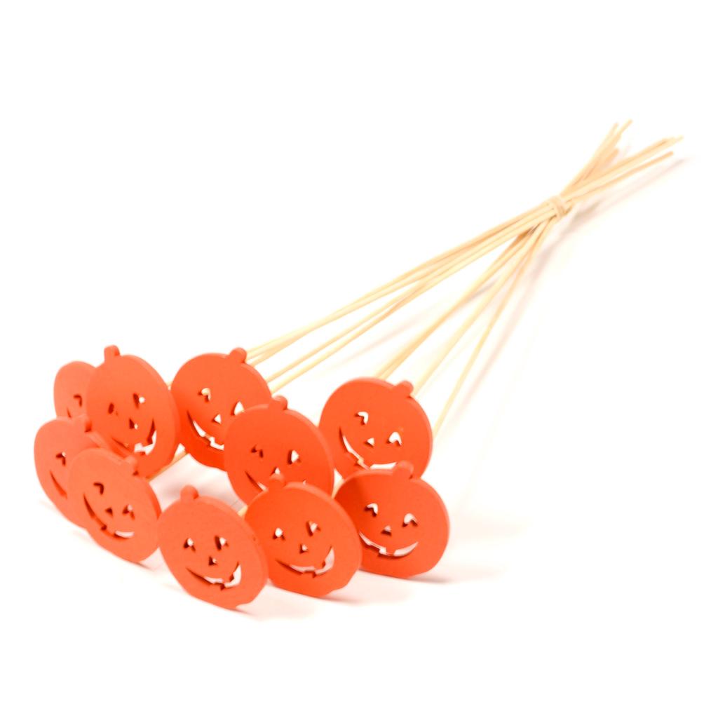 A Woodshape pumpkin head o/s 10pc orange spring
